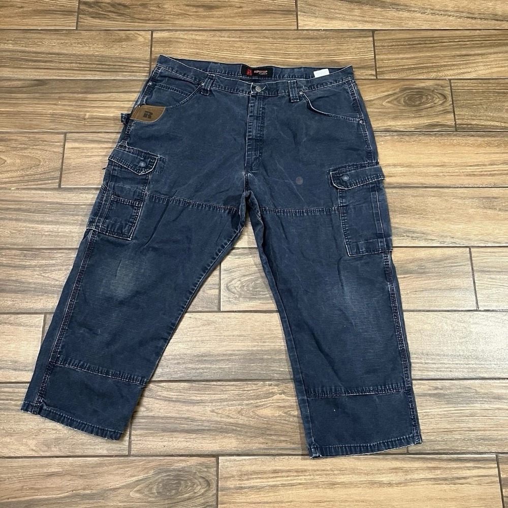 Ripstop Fades Cargo Pants Mens Blue Utility Work Tactical Carpenter Pants